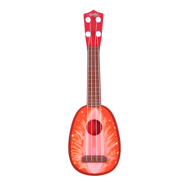 Mini Ukulele Cute Fruit Shape Small Guitar Musical Instrument Classical Ukulele Electric Guitar Educational Toys Kids Red