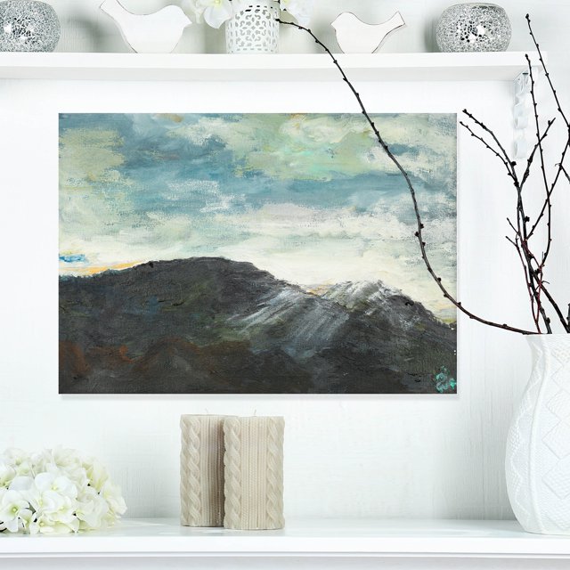 Mountain Peak Under Cloudy Sky - Landscape Painting Canvas Print