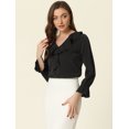 thumbnail image 3 of INSPIRE CHIC Women's Ruffle V Neck Elegant Office Work Chiffon Blouse Top, 3 of 6