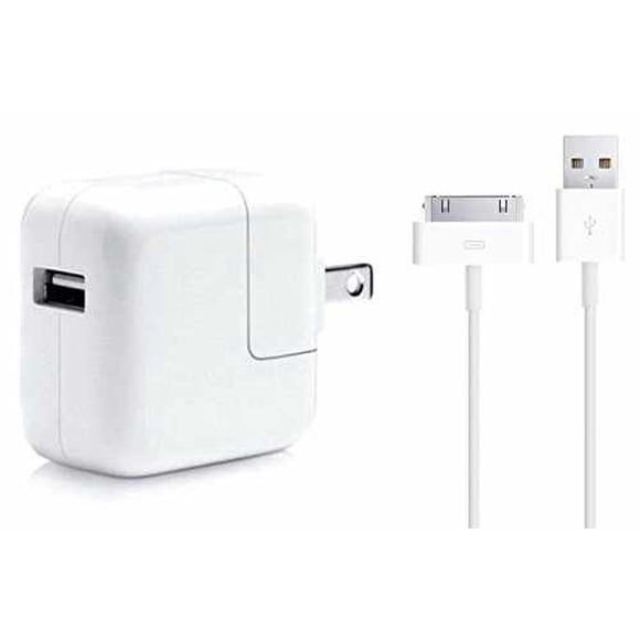 10W USB Power Wall Plug Charger Adapter + 3.3Ft 30 Pin USB Data Cable Cord Compatible for iPad 1 2 3, iPod, iPhone 3G 3GS 4G 4S