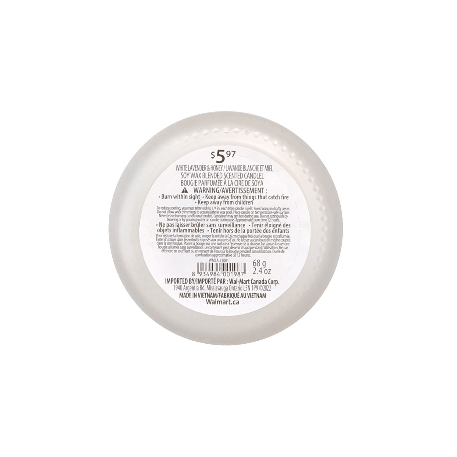 Lumière botanique 2.4OZ lavande blanche et miel cire de soja mélangé bougie parfumée,1 mèche de coton