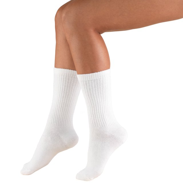 Truform Crew Length Socks: 8 - 15 mmHg, White, X-Large
