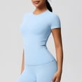 thumbnail image 4 of Yuyuzo Hauts d'Entraînement pour Femmes Manches Courtes Yoga Course T-Shirts Basiques Courts Col Rond Athlétiques Serrés, 4 of 6