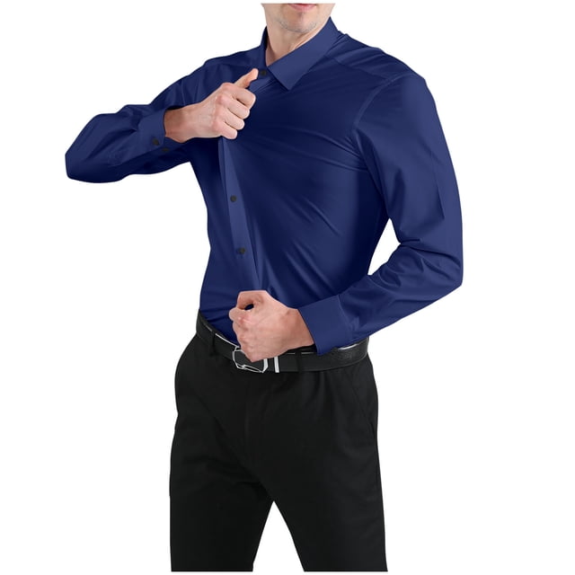TIMIFIS Men's Business Shirts Casual Suit Shirts Solid Formal Turndown Collar Shirt