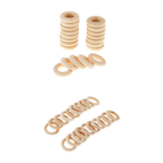 40Pcs Natural Wood Circles Beads Connectors Wooden Making Craft