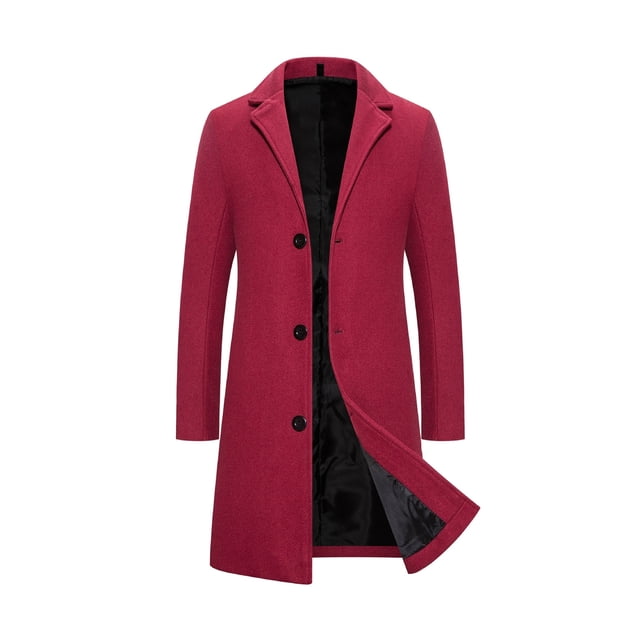 Innerwin Manteau Trench-Coat Homme à Col Cranté Manches Longues Décontracté Rouge Vin m