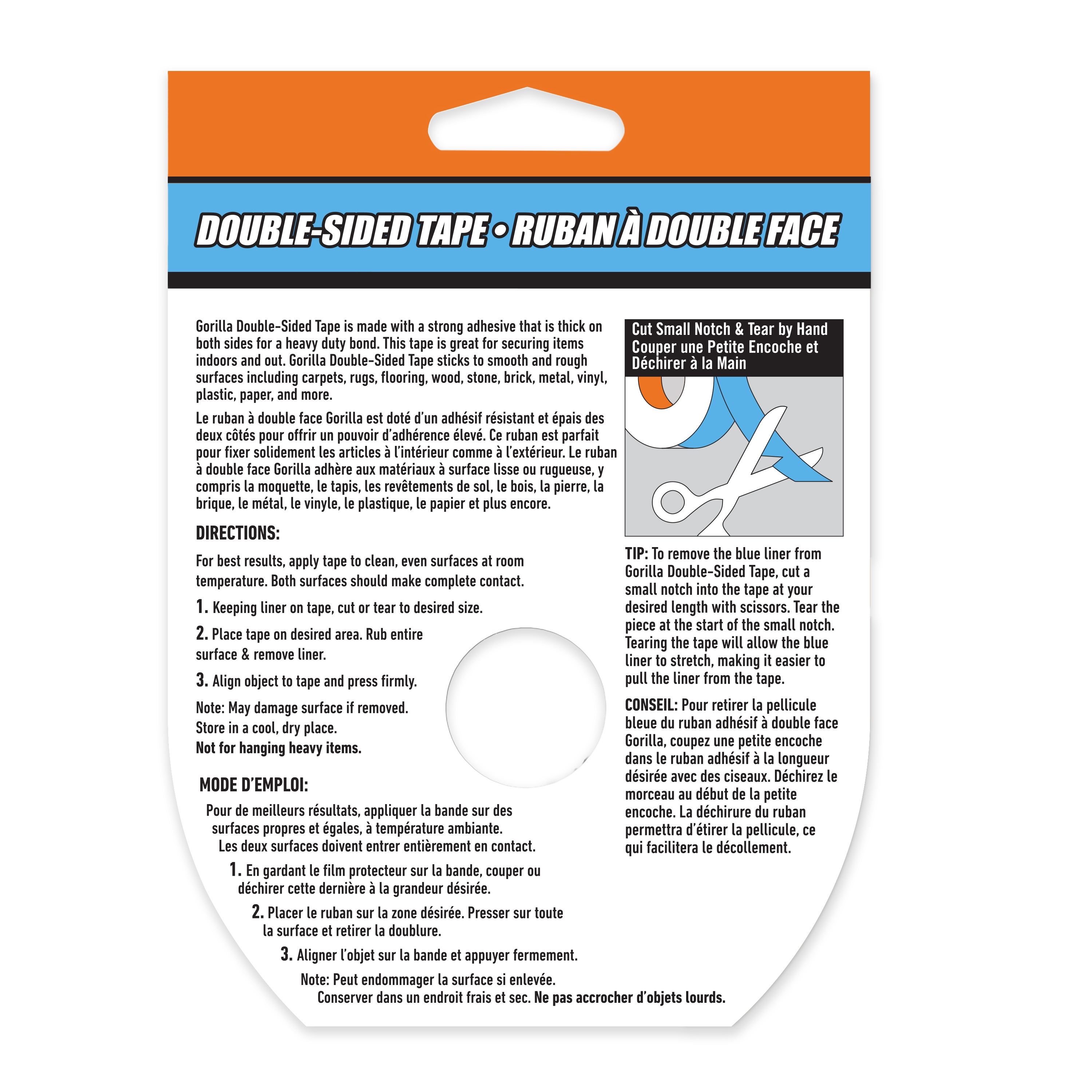Gorilla Ruban adhésif double face, 7m/8yd, Argent