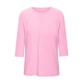 thumbnail image 4 of DDAPJ pyju T-shirts pour Femmes Grande Taille Amples Décontractés à Manches 3/4 Col Ras du Cou T-shirts Légers à Enfiler T-shirts Unis Basiques Soldes du Jour Rose TTTG, 4 of 5