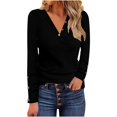 thumbnail image 1 of CEHVOM T-Shirts Décontractés pour Femmes à Col en V Uni à Manches Longues Blouse, 1 of 4