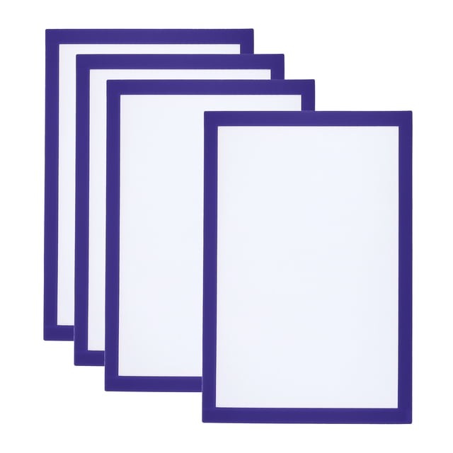 Unique Bargains A4 Magnetic Sign Holder, 4 Pack Magnetic Display Frame Self-Adhesive Picture Frame for Refrigerator, Blue