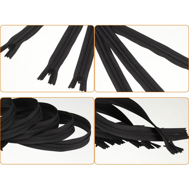 relayinert 5x Fashionable And Durable Invisible Zips Wide Range Of Uses Easy Care Long Invisible Zippers black 1Set