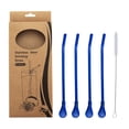 thumbnail image 2 of Stainless Steel Straw Spoon Coffee Beverage Stirring Spoon Milk Tea Filtering Straw Spoon With A Straw Brush, 2 of 6