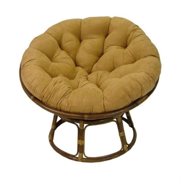 International Caravan 3312-MS-CM 42 in. Rattan Papasan Chair with Micro Suede Cushion, Camel