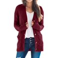 thumbnail image 3 of Pull Hiver Cardigan Manches Longues Boutonnage Ouvert sur le devant avec Poche, 3 of 5