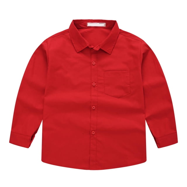 vdgthytj Toddler Boys Girls Button down Shirts Kids Long Sleeve Casual Solid Color Tops Fall Spring Blouse