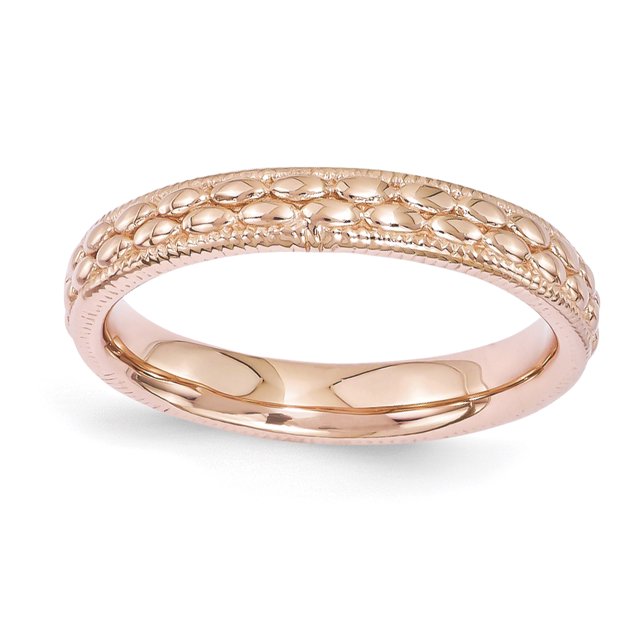 Bague en Argent Sterling Stackable Expressions Plaqué Or Rose Taille 9