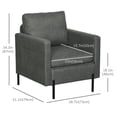 thumbnail image 3 of HOMCOM Fabric Accent Chair Modern Armchair w/ Metal Legs Side Pockets Grey, 3 of 10