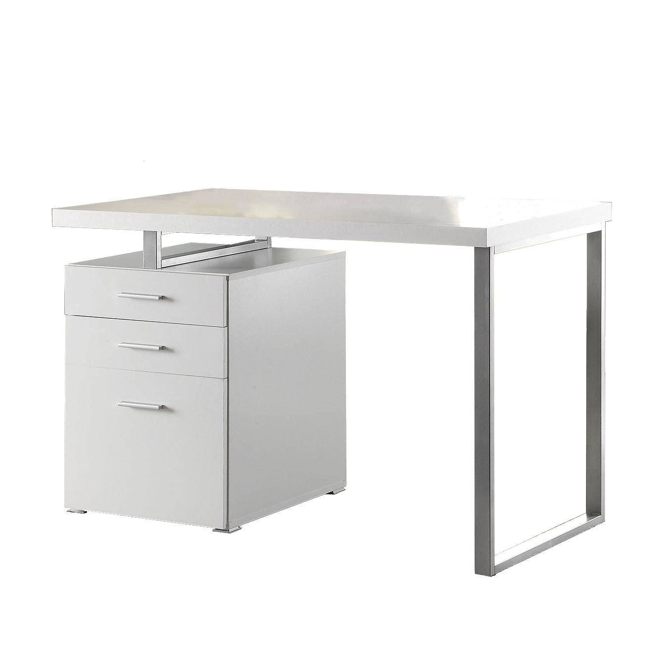 Coaster Home Furniture Home Office File Drawer Writing Desk, White and Silver