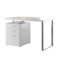 thumbnail image 1 of Coaster Home Furniture Home Office File Drawer Writing Desk, White and Silver, 1 of 5