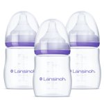 Lansinoh Anti-Colic Bouteilles pour bébés allaitants, 160 ml (5 Ounces), 3 Nombre, y compris 3 Mamelons à flux lent