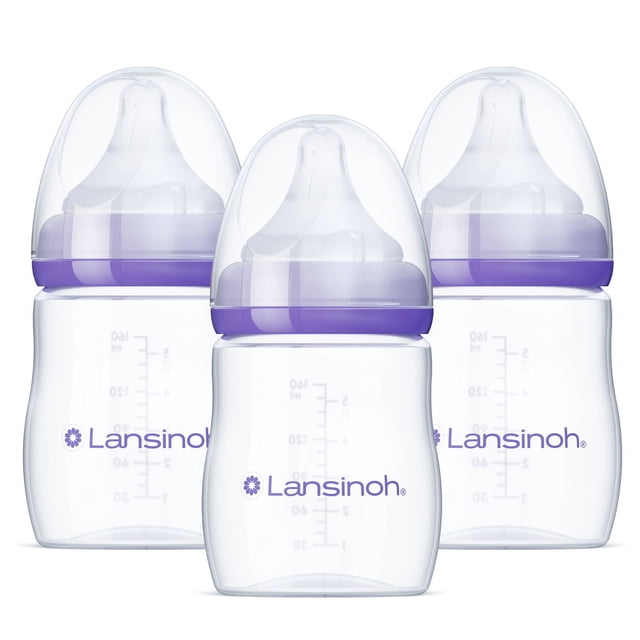 Lansinoh Anti-Colic Bouteilles pour bébés allaitants, 160 ml (5 Ounces), 3 Nombre, y compris 3 Mamelons à flux lent
