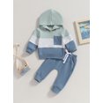 thumbnail image 2 of Faithtur Toddler Boy Autumn Clothes Contrast Color Long Sleeve Hoodies Solid Color Pants 2Pcs Outfit, 2 of 9