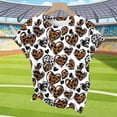 thumbnail image 4 of YFNNUP T-Shirts de Football Grande Taille pour Femmes à Manches Courtes, T-Shirt à Imprimé Graphique, Tunique Légère, T-Shirt à Col Rond, Haut d'Été Confortable pour Journées de Match, Brun G, 4 of 7