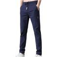 thumbnail image 2 of DPTALR Pantalon Long Classique Décontracté d'Été pour Homme, Coupe Ajustée, Uni, 2 of 3