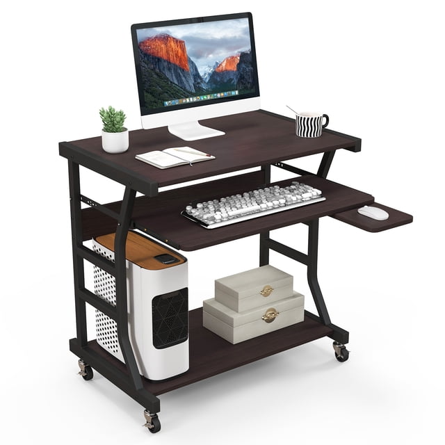 Giantex Bureau d'ordinateur mobile, bureau d'écriture d'étude avec plateau de clavier de sortie, parfait pour la maison & Bureau