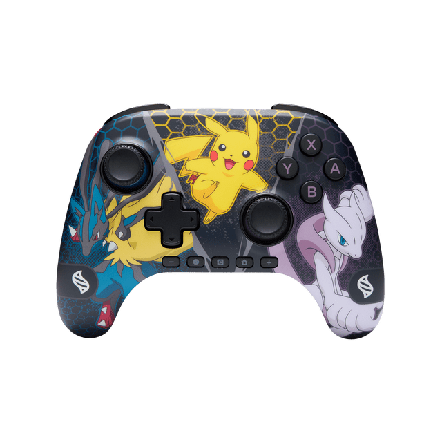 PowerA Manette Sans Fil Advantage pour Nintendo Switch 2 avec design Pokémon Méga-Évolutions Mettant en Vedette Pikachu, Lucario et Mewtwo, Joysticks à Capteur à Effet Hall, Boutons de Jeu Avancés Mappables, Bouton C pour GameChat, Commandes de Mouvement et Forme Ergonomique.