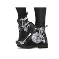 thumbnail image 1 of UKAP Women Leather Boot Floral Short Bootie Lace Up Ankle Boots Work Booties Waterproof White Alice 8.5, 1 of 4