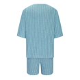 thumbnail image 4 of Mikilon Pyjama Décontracté pour Femmes, Ensemble de Sommeil d'Été, Confortable, Version Ample, Col Rond, Ensemble Deux Pièces, Manches Courtes, Blouse/chemise à Col Rond, Bleu, TP, 4 of 6