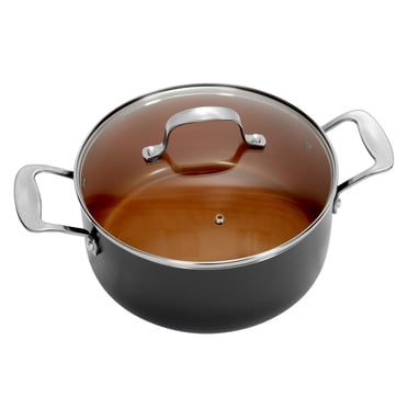 Gotham Steel Stock Pot 5 Quart Large Cooking Pasta Pot Nonstick Big Ceramic Soup Pot With Glass Lid