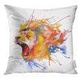 thumbnail image 1 of BSDHOME Colorful Head Watercolor Painting Roaring Lion White Splash Pillow Case 18x18 Inches Pillowcase, 1 of 1