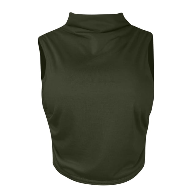 Mode Femmes T-Shirt Sans Manches Uni Blouse Chemises Gilet Court Ajusté Hauts