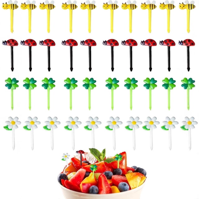 32PCS Animal Food Picks for Kids Bento Box Accessories, Fun Kid Food Picks, Cute Fruit Toothpicks for Kids Lunch Accessories, Reusable Lunchbox Pick for Kid Toddler
