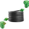 thumbnail image 1 of Ensemble Rallonge d'Alimentation 50 A pour VR 50 Pieds avec Fiche de Remplacement 50 A pour VR, Pacage Inclut un Organiseur de Cordons et un Sac de Rangement, Vert, Homologué ETL, 1 of 5