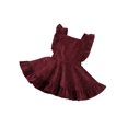 thumbnail image 2 of Kmbangi Girls Solid Color Suspender Skirt Sleeveless Square Collar Large Hem High Waist Dress with Ruffles, 2 of 9