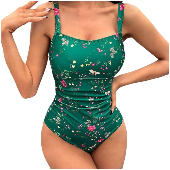 Gubotare Womens One Piece Bikinis Swimsuit Tummy Control Bathing Suits Plus Size Swimwear,Green M