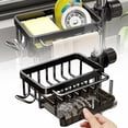 thumbnail image 1 of Shower Soap Dish With Hook Kitchen Sink Faucet Organizer 2024 New Dish Sponge Holder Over Faucet Kitchen Sink Caddy Organizer Multifunction Organizer Rack For 0.71.1inch Round Water Pipe Black, 1 of 8