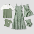 thumbnail image 1 of PatPat Family Matching Color Block Tee and Ditsy Floral Tie Side Strap Dress Sets, 1 of 7