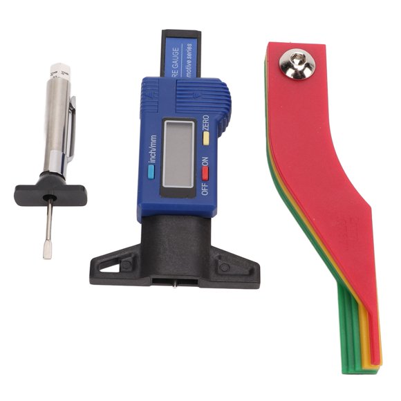 Digital Tire Tread Gauge, LCD Screen Color Coded Brake Pad Depth Tester Handheld for Car Truck