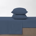 thumbnail image 5 of Color Sense Ensemble de Draps 4 Pcs en Percale 100 % Coton Frais et Net Grand Lit Bleu Marine, 5 of 5