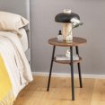 thumbnail image 2 of Costway 2PCS 2-Tier Bedside End Table Round Nightstand for Bedroom Living Room Walnut, 2 of 8