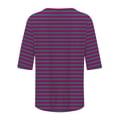 thumbnail image 4 of Enjoytime Blouses Grande Taille pour Femmes à Rayures Col Ras du Cou Manches Mi-Longues Chemises Décontractées Hauts de Travail de Bureau, 4 of 5