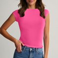 thumbnail image 1 of BLCHUNen Camisoles pour Femmes Tendance Sans Manches Extensibles à Enfiler Col Ras du Cou Coupe Ajustée Décontractées Extérieur Relax Mode Hauts d'Été, 1 of 7