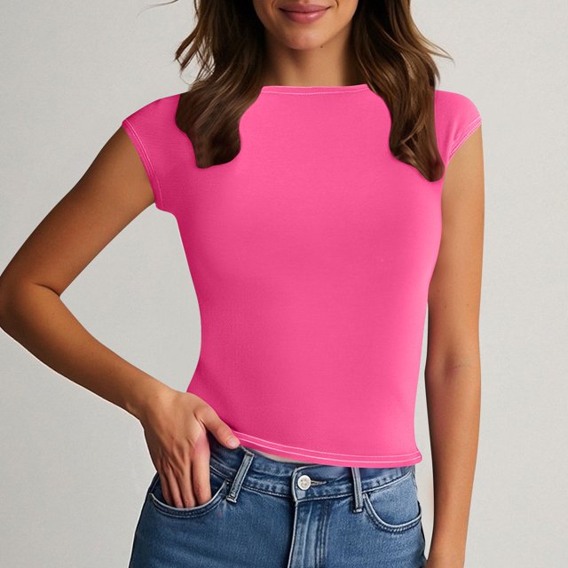 BLCHUNen Camisoles pour Femmes Tendance Sans Manches Extensibles à Enfiler Col Ras du Cou Coupe Ajustée Décontractées Extérieur Relax Mode Hauts d'Été