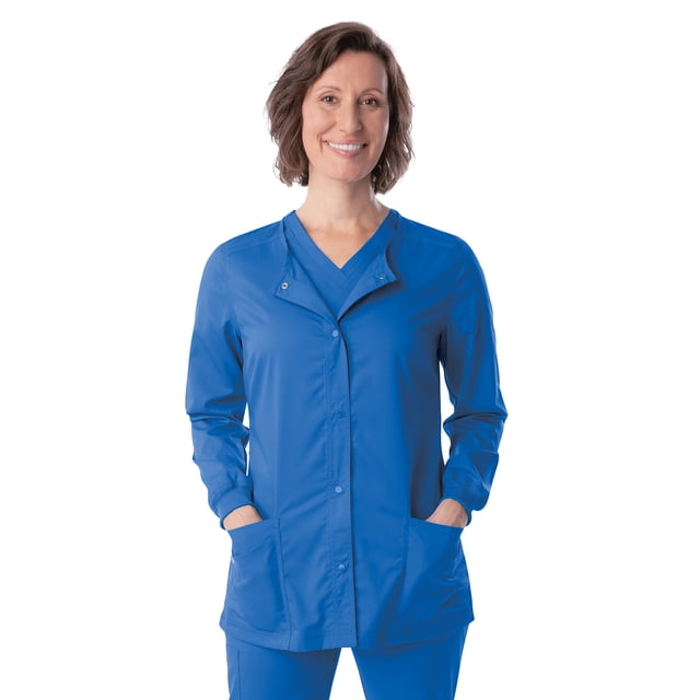 Landau ProFlex Veste de Sarrau pour Femmes : Coupe Moderne Ajustée, Extensible, devant à Boutons-Pression, Col Ras du Cou, Sarraus Médicaux 3038
