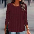 thumbnail image 2 of AherBiu Womens Long Sleeve Tops Crewneck Pullover Spring Sweater Top T Shirts Solid Color, 2 of 6