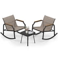 thumbnail image 2 of Costway 3 PCS Rocking Bistro Set Outdoor Conversation Set with Porch Rocking Chairs, 2 of 10